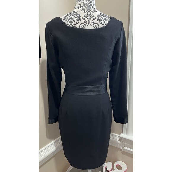 VTG Laura Ashley Black Dress Bow Front Satin Trim Audrey Hepburn 50s’ Sz 6 - Picture 6 of 14